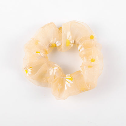 Dziewczęca gumka do włosów scrunchie z motywem kwiatuszków
